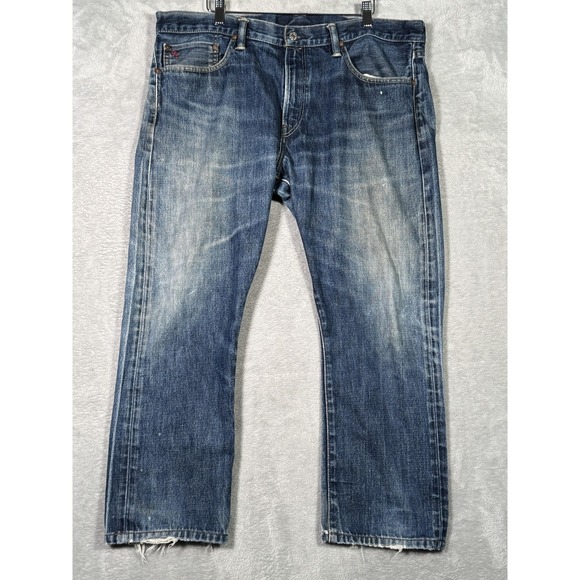 Polo Ralph Lauren Other - Ralph Lauren Jeans Mens 38x27 Blue Slim Straight Distressed Frayed *Hemmed Short